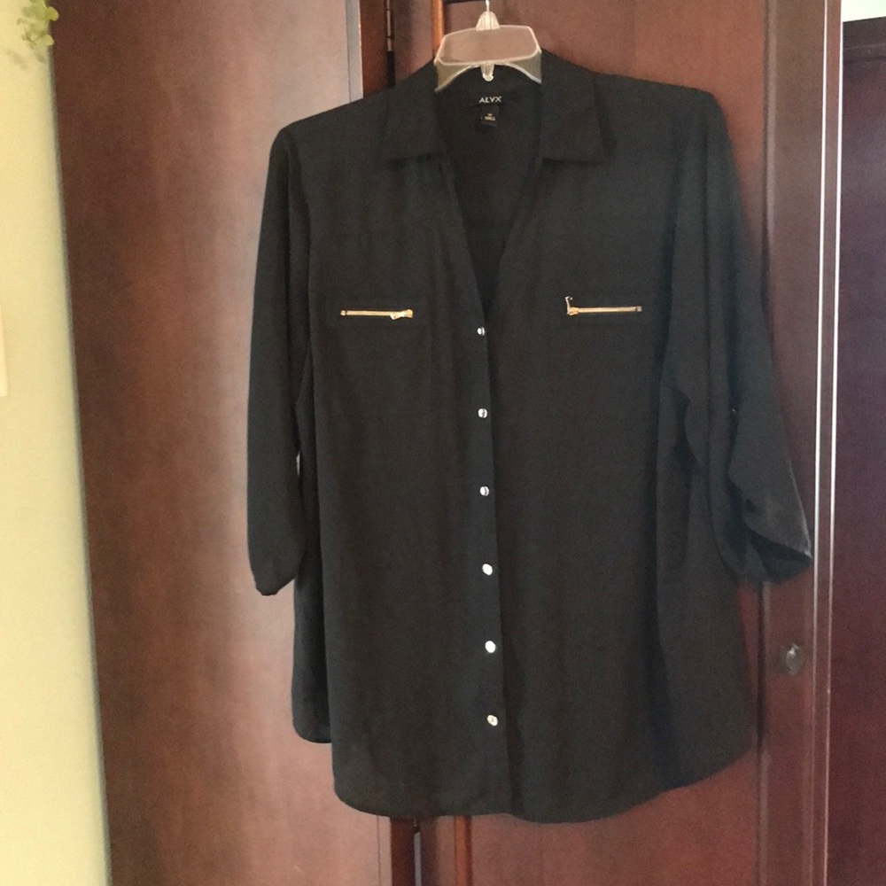 Alyx Black Blouse with Gold Accents